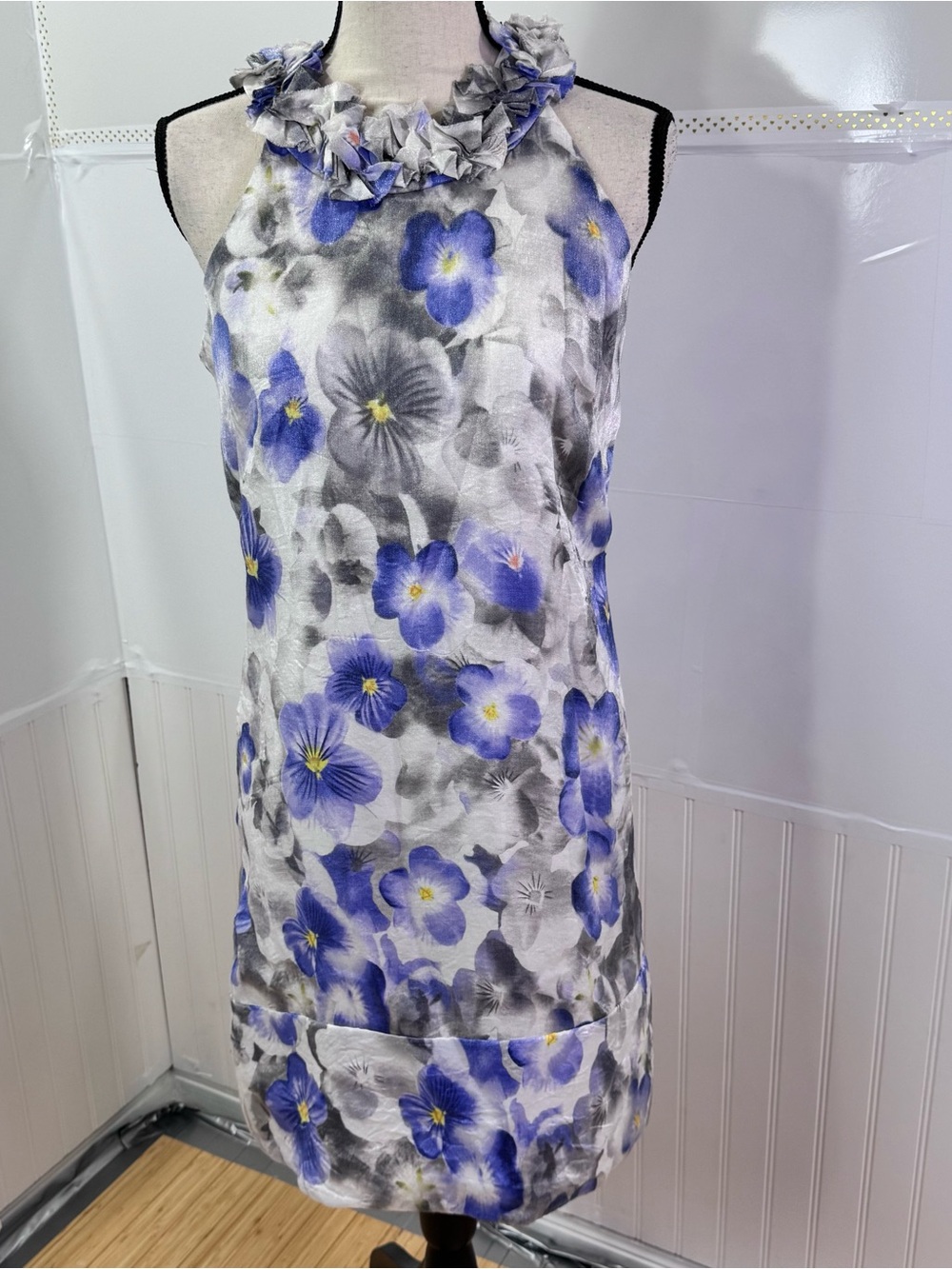 London Times Floral Halter Shift Dress Size 6 NWOT Cottagecore